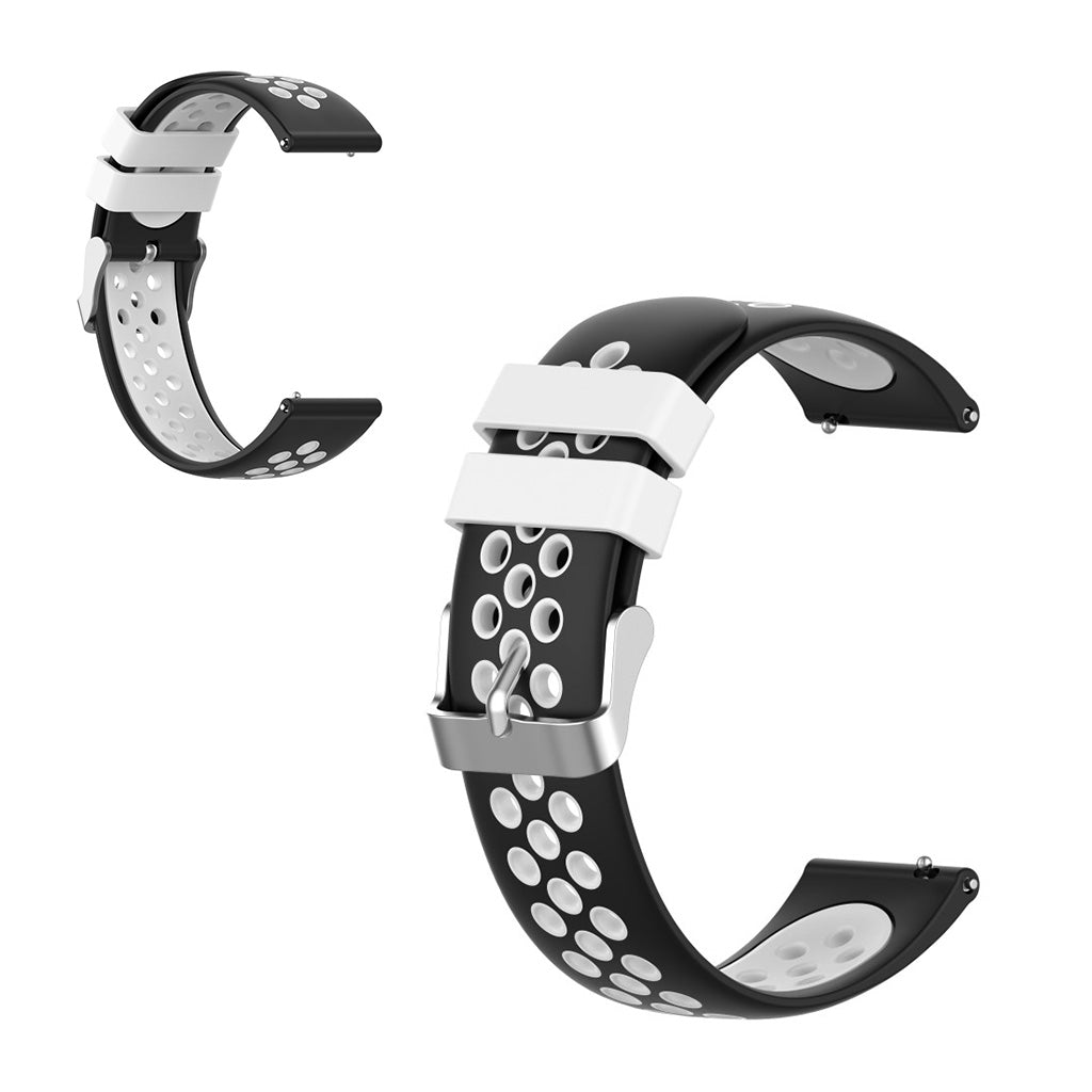 Uniwersalny dwukolorowy silikonowy pasek do zegarka 22 mm - Czarny / Biały