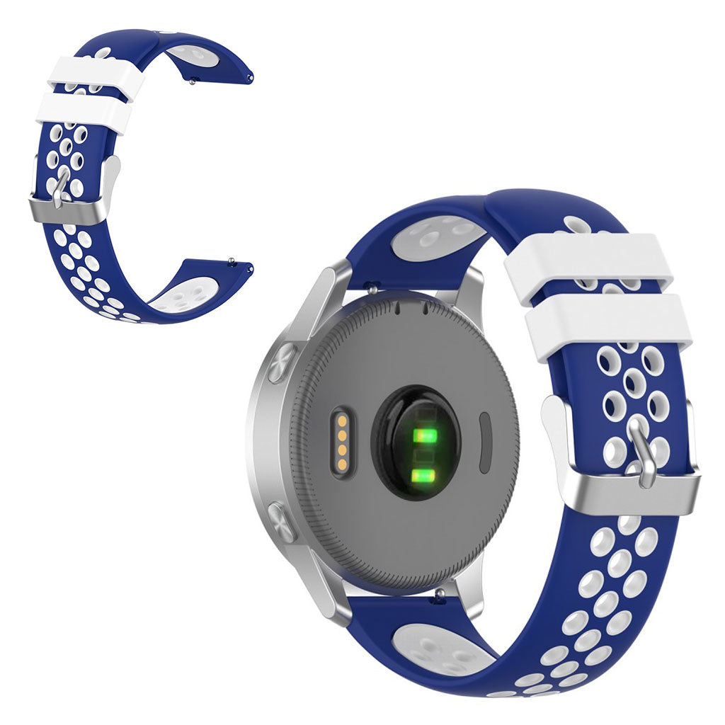 Dwukolorowy silikonowy pasek do zegarka Garmin Vivoactive 4S / Vivomove 3S 18 mm - Niebieski / Biały
