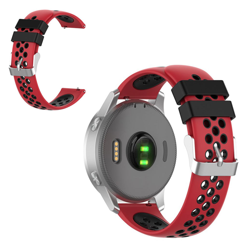 Dwukolorowy silikonowy pasek do zegarka Garmin Vivoactive 4S / Vivomove 3S 18 mm - Czerwony / Czarny