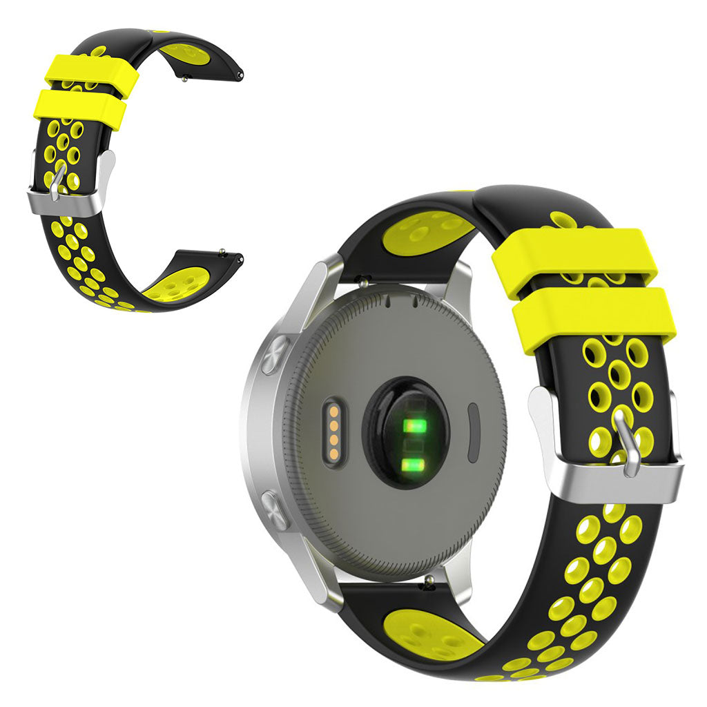 Dwukolorowy silikonowy pasek do zegarka Garmin Vivoactive 4S / Vivomove 3S 18 mm - Czarny / Żółty