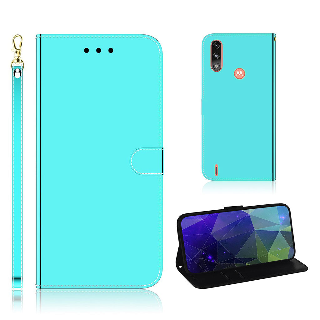 Mirror Motorola Moto E7 Power flip case - Cyan