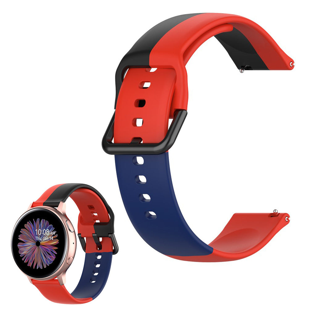 Universal triple color silicone watch band - Red / Black / Blue