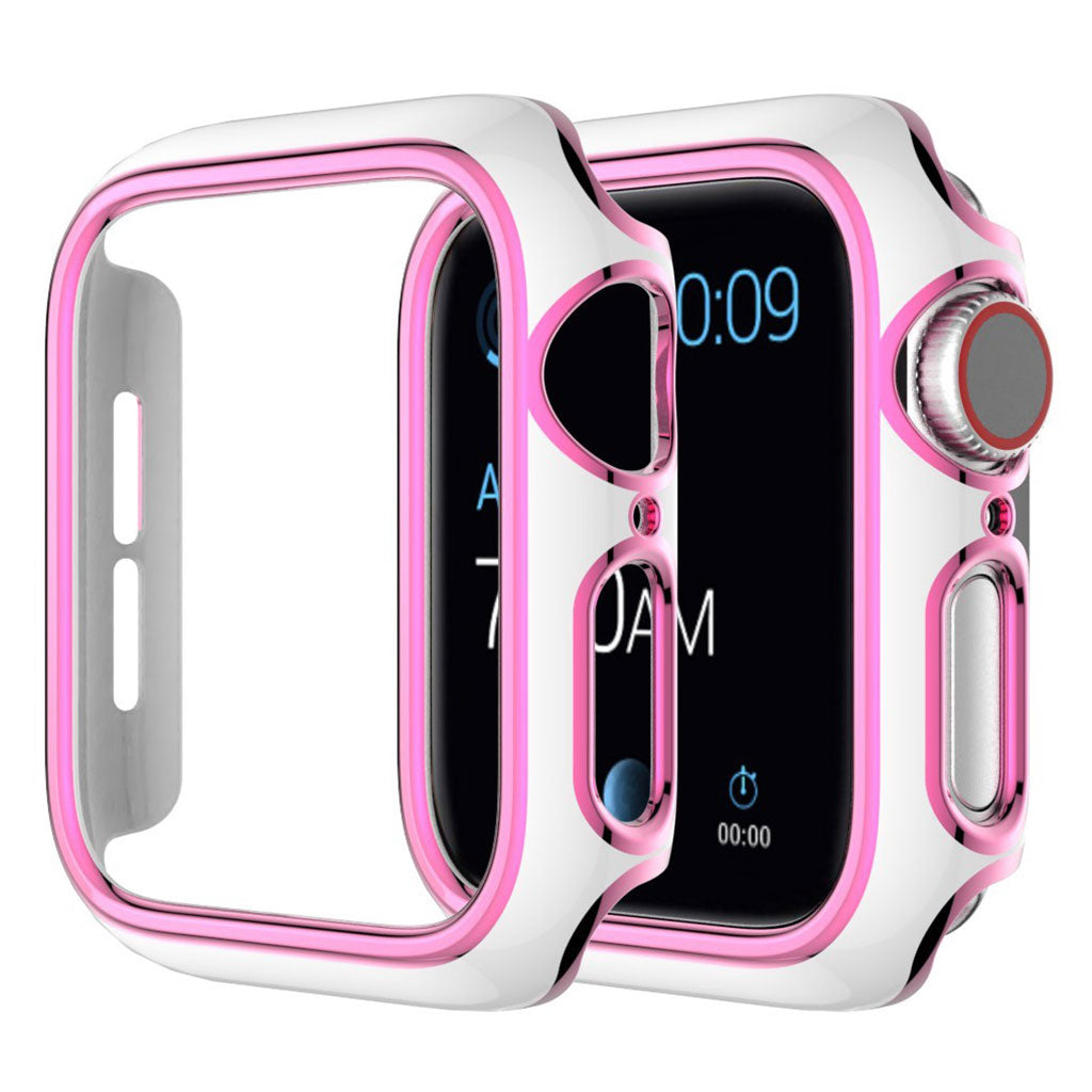 Błyszczący kolorowy pokrowiec ozdobny do Apple Watch Series 3/2/1 42 mm - Biały/Różowy