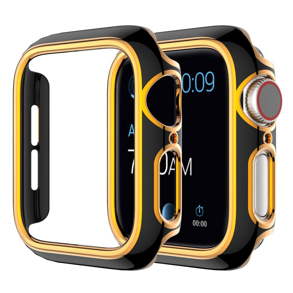Błyszczący kolorowy pokrowiec ozdobny do Apple Watch Series 3/2/1 42 mm - Czarny / Różowe Złoto