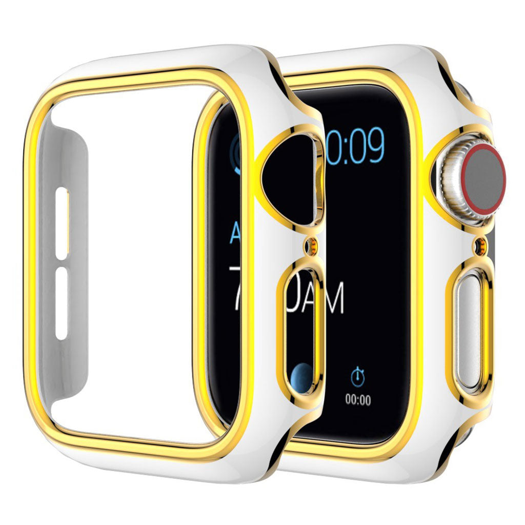 Błyszczące kolorowe etui ozdobne do Apple Watch Series 3/2/1 38 mm - Białe / Złote