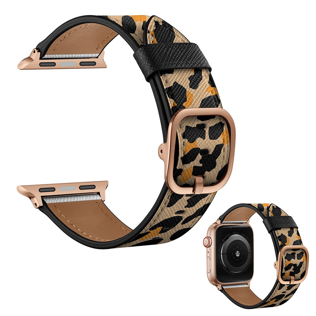 Oryginalny skórzany pasek do zegarka Apple Watch Series 6/5 44 mm - Żółty Lampart