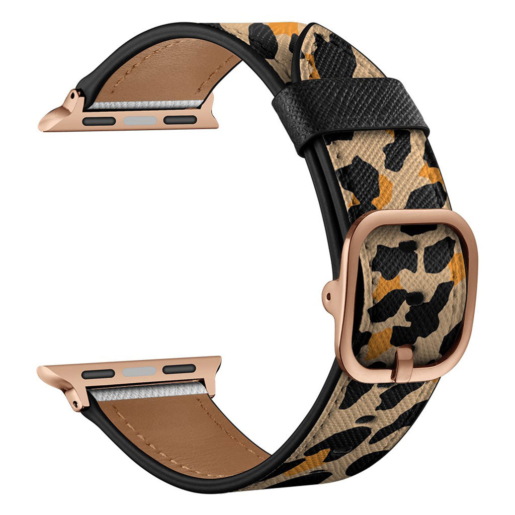 Stylowy skórzany pasek do zegarka Apple Watch Series 6 / 5 40 mm - Żółta Panterka