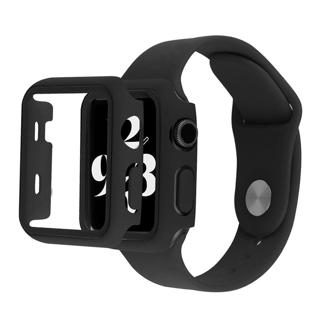 Pokrowiec Apple Watch Series 6 / 5 40 mm ze szkłem hartowanym + pasek do zegarka - Czarny