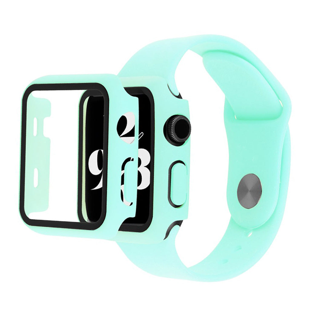 Pokrowiec Apple Watch Series 6 / 5 40 mm ze szkłem hartowanym + pasek do zegarka - Cyan