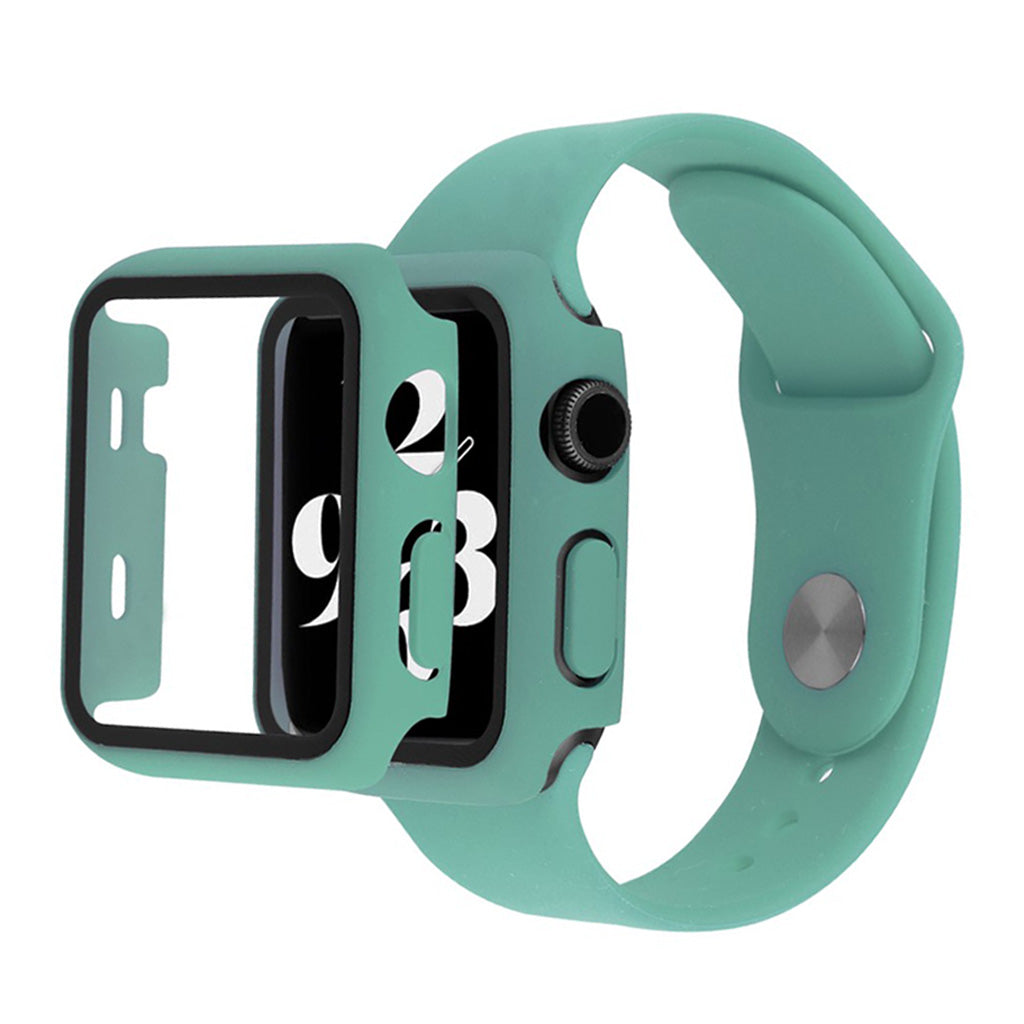 Pokrowiec Apple Watch Series 6 / 5 40 mm ze szkłem hartowanym + pasek do zegarka - Zielony
