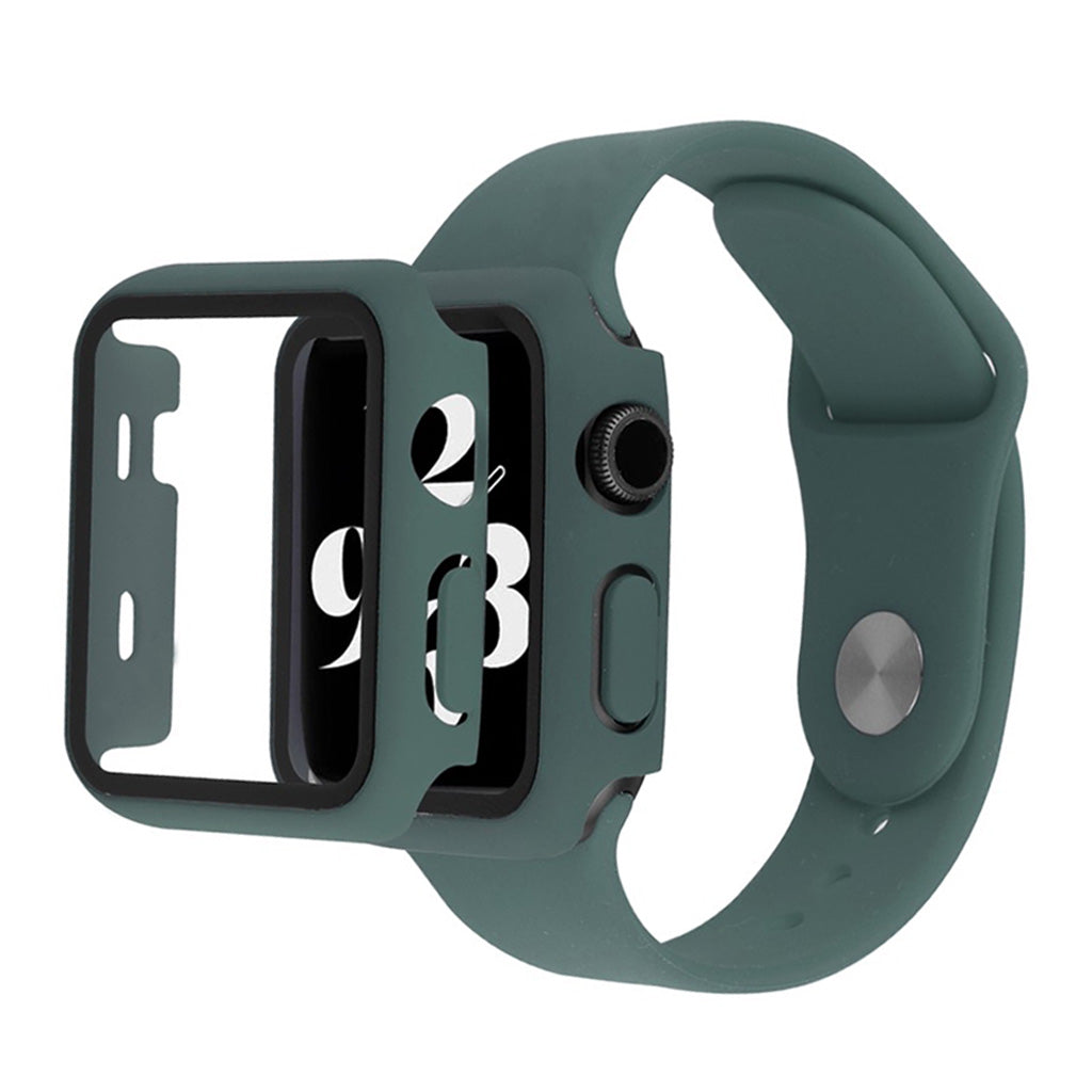 Pokrowiec Apple Watch Series 6 / 5 40 mm ze szkłem hartowanym + pasek do zegarka - Ciemnozielony