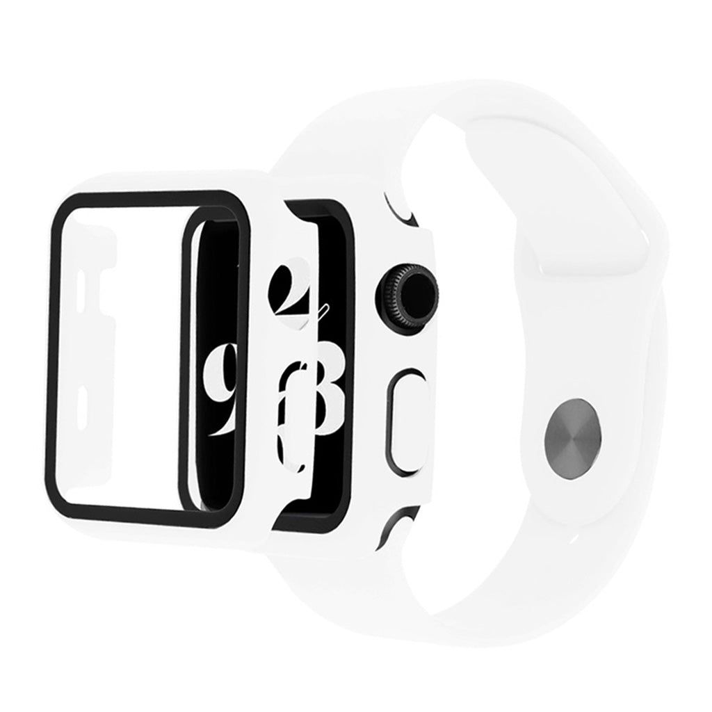 Pokrowiec Apple Watch Series 6 / 5 40 mm ze szkłem hartowanym + pasek do zegarka - Biały
