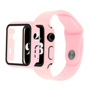 Pokrowiec Apple Watch Series 6 / 5 40 mm ze szkłem hartowanym + pasek do zegarka - Głęboki Róż