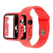 Pokrowiec Apple Watch Series 6 / 5 40 mm ze szkłem hartowanym + pasek do zegarka - Czerwony