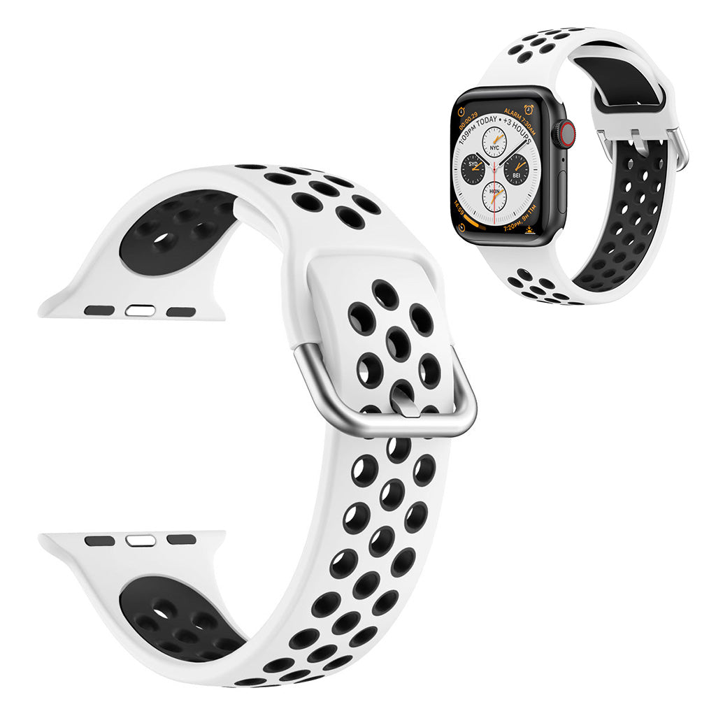 Dwukolorowy silikonowy pasek do zegarka Apple Watch Series 6 / 5 40 mm - Biały / Czarny