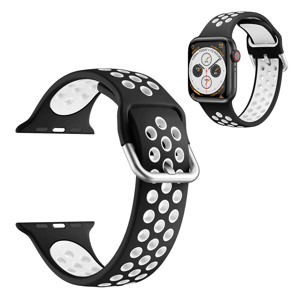 Dwukolorowy silikonowy pasek do zegarka Apple Watch Series 6 / 5 40 mm - Czarny / Biały