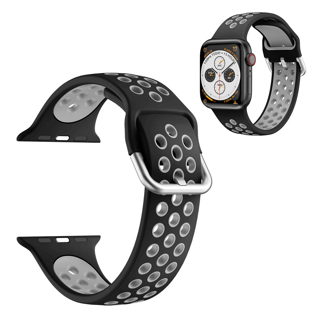 Dwukolorowy silikonowy pasek do zegarka Apple Watch Series 6 / 5 40 mm - Czarny / Szary
