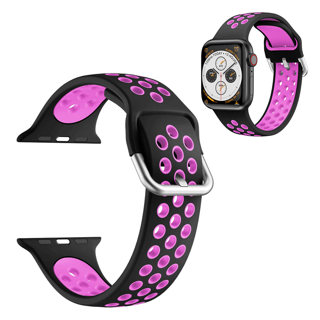 Dwukolorowy silikonowy pasek do zegarka Apple Watch Series 6 / 5 40 mm - Czarny / Fioletowy