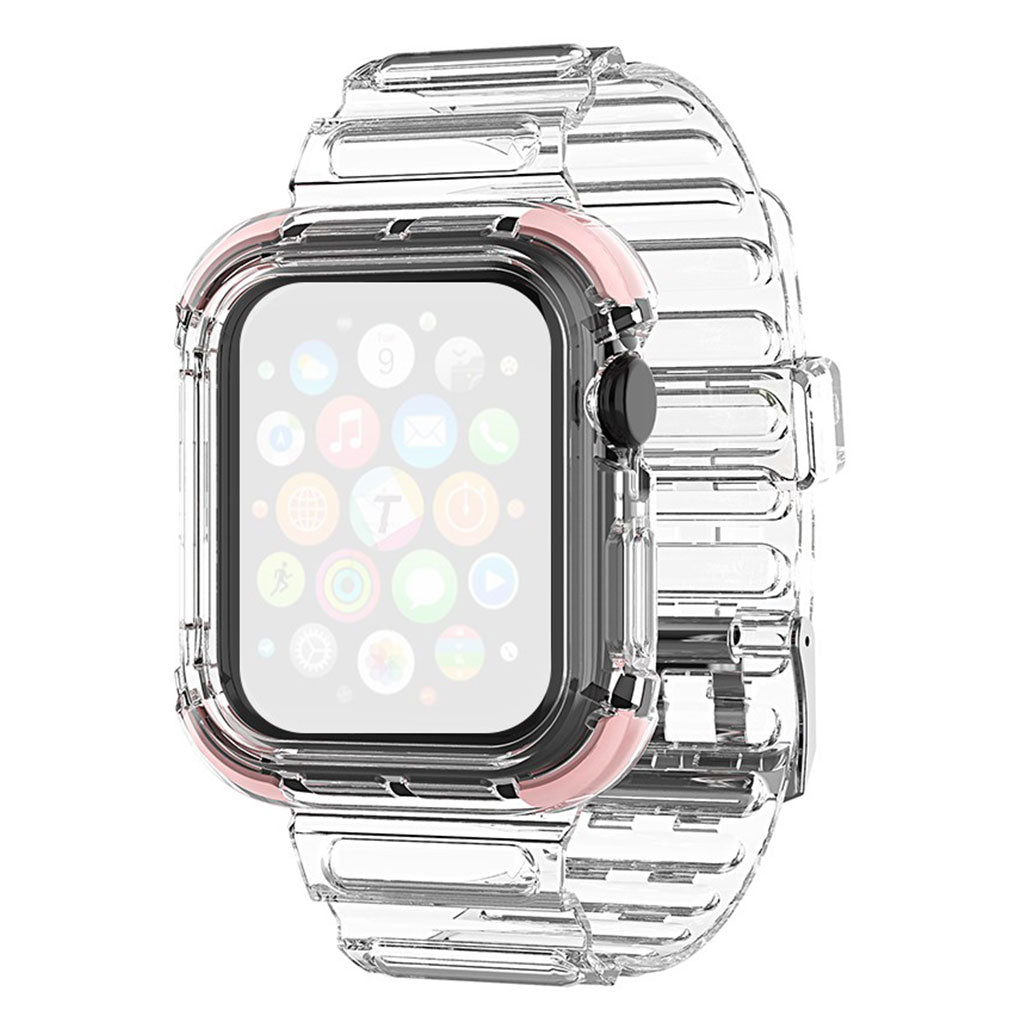 Pasek do zegarka Apple Watch Series 6 / 5 40 mm z przezroczystą krawędzią - Różowy