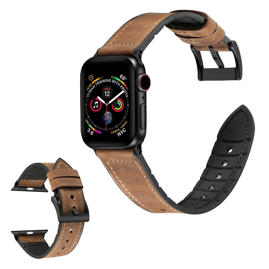 Apple Watch Series 6 / 5 40 mm silikonowy + skórzany pasek do zegarka - Crazy Horse Brown