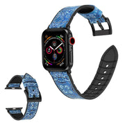 Apple Watch Series 6 / 5 40 mm silikonowy + skórzany pasek do zegarka - Wzór Ciemnoniebieski