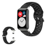 Silikonowy pasek do zegarka Huawei Watch Fit z wytrawionymi otworami - Czarny