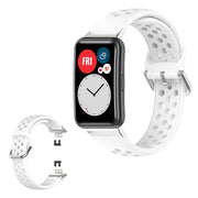 Silikonowy pasek do zegarka Huawei Watch Fit z wytrawionymi otworami - Biały