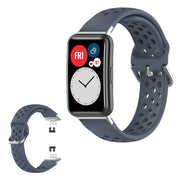 Silikonowy pasek do zegarka Huawei Watch Fit z wytrawionymi otworami - Szary