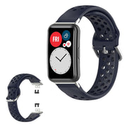 Silikonowy pasek do zegarka Huawei Watch Fit z wytrawionymi otworami - Ciemnoniebieski
