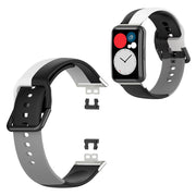 Trójkolorowy silikonowy pasek do zegarka Huawei Watch Fit - Czarny / Biały / Szary