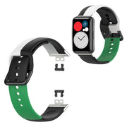 Trójkolorowy silikonowy pasek do zegarka Huawei Watch Fit - Czarny / Biały / Zielony