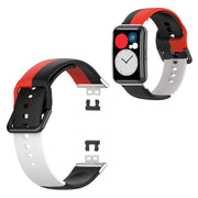 Trójkolorowy silikonowy pasek do zegarka Huawei Watch Fit - Czarny / Czerwony / Biały