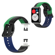 Trójkolorowy silikonowy pasek do zegarka Huawei Watch Fit - Czarny / Zielony / Niebieski