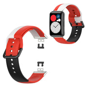Trójkolorowy silikonowy pasek do zegarka Huawei Watch Fit - Czerwony / Czarny / Biały