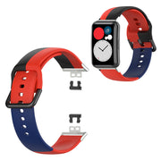 Trójkolorowy silikonowy pasek do zegarka Huawei Watch Fit - Czerwony / Czarny / Niebieski