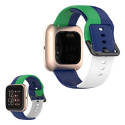 Fitbit Versa 2 / Versa Lite trzykolorowy silikonowy pasek do zegarka - Niebieski / Zielony / Biały
