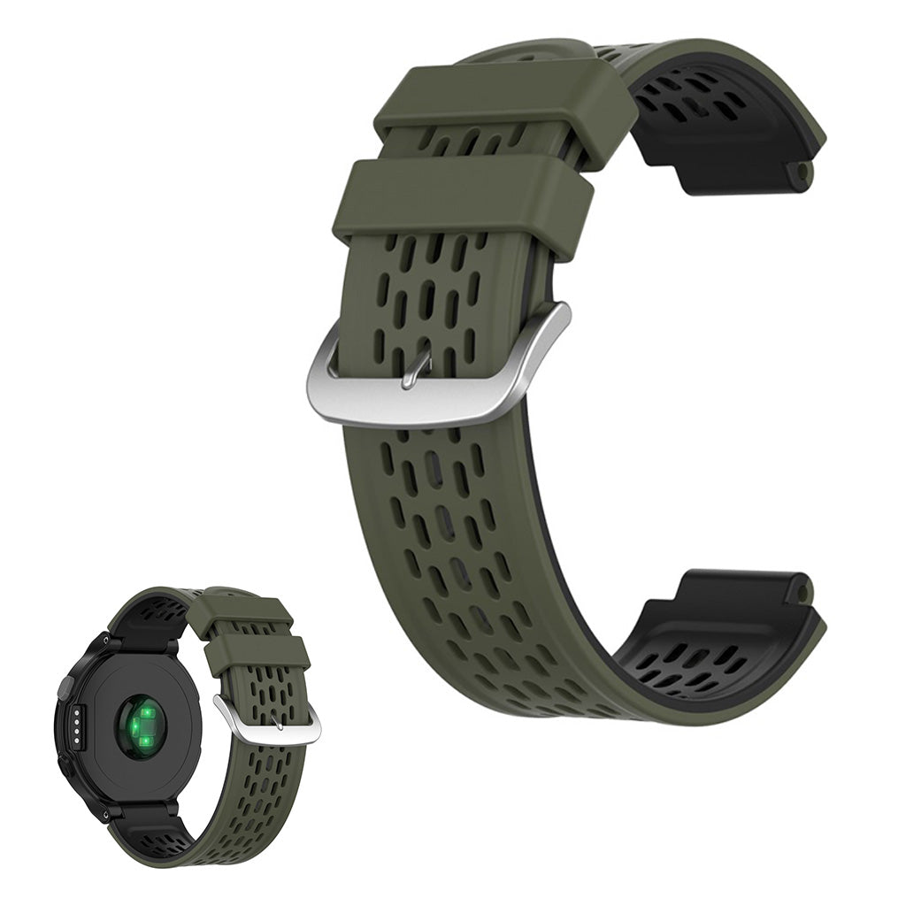 Dwukolorowy silikonowy pasek do zegarka dla urządzeń Garmin - Army Green / Black